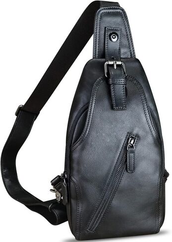 حقيبة حبال من الجلد الطبيعي متعددة الوظائف عبر الجسم للمشي لمسافات طويلة فاني Daypack حقيبة ظهر كلاسيكية على الكتف للدراجة النارية in Kuwait