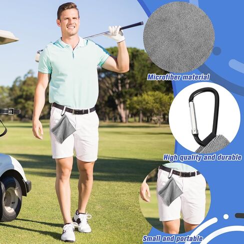 12 Pcs Golf Ball Towel 5.5 x 5.5 Inches with Wet and Dry Technology Portable Golf Cleaner Accessories for Men Women Blue Black Gray Small Golf Pocket Towel with Clip in Saudi Arabia