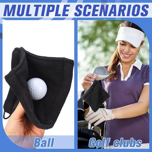 12 Pcs Golf Ball Towel 5.5 x 5.5 Inches with Wet and Dry Technology Portable Golf Cleaner Accessories for Men Women Blue Black Gray Small Golf Pocket Towel with Clip in Saudi Arabia