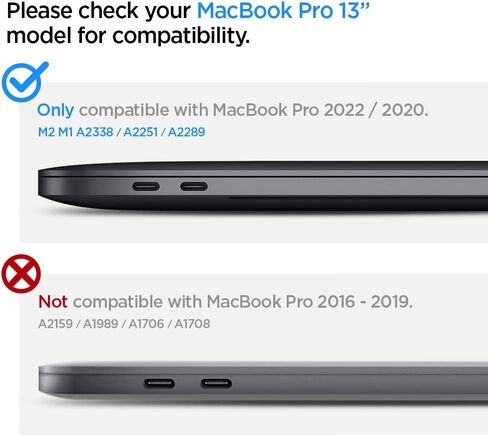 Spigen Thin Fit Designed for MacBook Pro 13 inch Case M2 M1 A2338 A2251 A2289 (2022, 2020) - Black in Saudi Arabia
