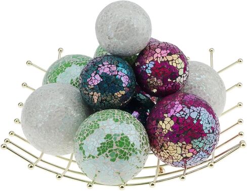 قطعتان من الأجرام السماوية الزجاجية المزخرفة مقاس 3.34 بوصة فسيفساء كراكل كرة صلبة للطاولة كرات مركزية أوعية مزهريات لتزيين حفلات الكريسماس - أخضر in Kuwait