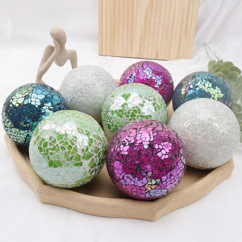 قطعتان من الأجرام السماوية الزجاجية المزخرفة مقاس 3.34 بوصة فسيفساء كراكل كرة صلبة للطاولة كرات مركزية أوعية مزهريات لتزيين حفلات الكريسماس - أخضر in Kuwait