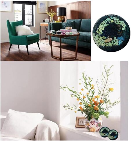 قطعتان من الأجرام السماوية الزجاجية المزخرفة مقاس 3.34 بوصة فسيفساء كراكل كرة صلبة للطاولة كرات مركزية أوعية مزهريات لتزيين حفلات الكريسماس - أخضر in Kuwait