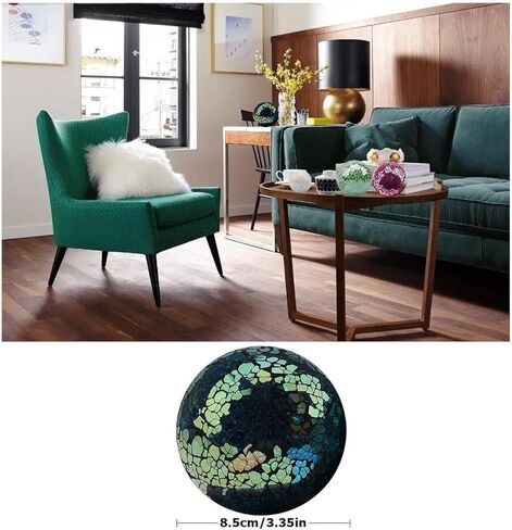 قطعتان من الأجرام السماوية الزجاجية المزخرفة مقاس 3.34 بوصة فسيفساء كراكل كرة صلبة للطاولة كرات مركزية أوعية مزهريات لتزيين حفلات الكريسماس - أخضر in Kuwait