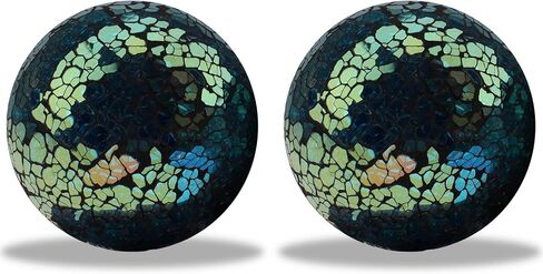 قطعتان من الأجرام السماوية الزجاجية المزخرفة مقاس 3.34 بوصة فسيفساء كراكل كرة صلبة للطاولة كرات مركزية أوعية مزهريات لتزيين حفلات الكريسماس - أخضر in Kuwait
