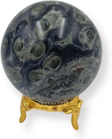 Pyrite Natural 50-55 mm Gemstone Ball Sphere + Stand Hand Carved Crystal Altar Healing Devotional Focus Spiritual Chakra Cleansing Metaphysical Gift Men Women from India in Kuwait