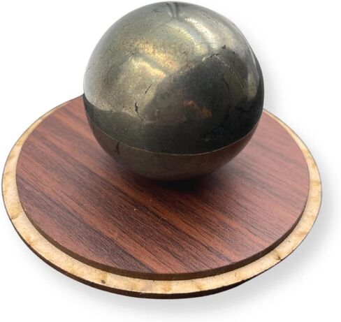 Pyrite Natural 50-55 mm Gemstone Ball Sphere + Stand Hand Carved Crystal Altar Healing Devotional Focus Spiritual Chakra Cleansing Metaphysical Gift Men Women from India in Kuwait