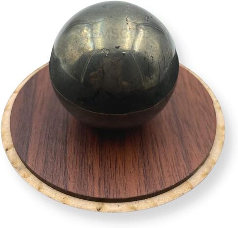 Pyrite Natural 50-55 mm Gemstone Ball Sphere + Stand Hand Carved Crystal Altar Healing Devotional Focus Spiritual Chakra Cleansing Metaphysical Gift Men Women from India in Kuwait