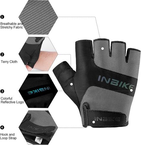 INBIKE 3MM EVA Pad Breathable Fingerless Cycling Gloves Reflective Lightweight Biking Gloves for Men Women in Saudi Arabia