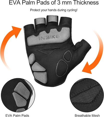 INBIKE 3MM EVA Pad Breathable Fingerless Cycling Gloves Reflective Lightweight Biking Gloves for Men Women in Saudi Arabia