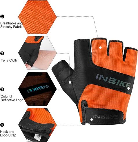 INBIKE 3MM EVA Pad Breathable Fingerless Cycling Gloves Reflective Lightweight Biking Gloves for Men Women in Saudi Arabia
