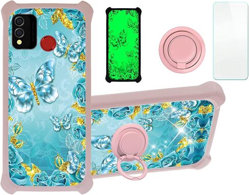 حافظة jioeuinly BLU J9L متوافقة مع غطاء حافظة هاتف BLU J9L [مع واقي شاشة من الزجاج المقسى] [كمبيوتر صلب + سيليكون ناعم] [بريق ذهبي + مضيء] JSF-YHD in Kuwait
