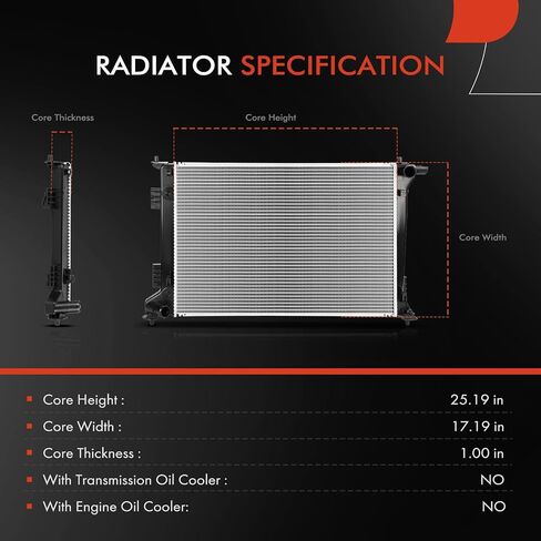 A-Premium Engine Coolant Radiator Assembly Compatible with Kia Sportage 2017 2018 2019 2020 2021 2.4L, AWD, Replace# 25310-D9900 in Saudi Arabia