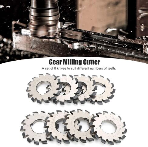 Involute Gear Milling Cutter, 8Pcs Involute Gear Milling Cutter Set, High Speed Steel Cutting Tools 14.5 55mm 22mm for, involute gear cutters involute gear cutters 8pcs gear cutter in Saudi Arabia