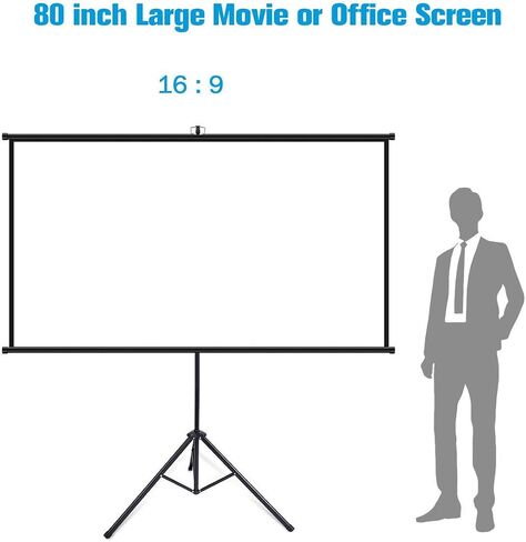Powerextra 80 inch Projector Screen with Stand, 16:9 HD 4K Indoor Foldable Projection Screen with Frame, 1.1Gain 160° Viewing Angle Wrinkle-Free Tripod Screen for Movie or Office (Renewed) in Saudi Arabia