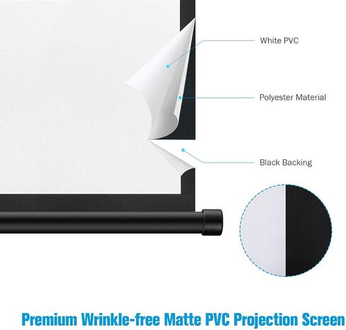 Powerextra 80 inch Projector Screen with Stand, 16:9 HD 4K Indoor Foldable Projection Screen with Frame, 1.1Gain 160° Viewing Angle Wrinkle-Free Tripod Screen for Movie or Office (Renewed) in Saudi Arabia