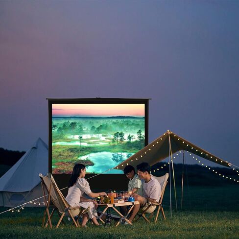 شاشة عرض يدوية من Lesolar 84 بوصة 4: 3 ستائر من الألياف الزجاجية باللون الرمادي 4K HD شاشات عرض فيديو محمولة وقابلة للسحب للأماكن الداخلية والخارجية والمنزل والفندق والمكاتب المدرسية in Kuwait
