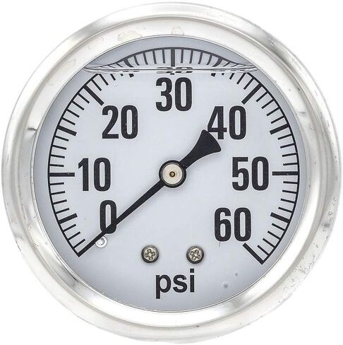 PIC Gauges AG-202L-254K Center Back Mount Glycerin Filled Single Scale Pressure Gauge w/ SS Case/Bezel, Brass Internals, Plastic Lens, 2.5" Dial, 1/4" Male NPT, 0-600 psi Range in Saudi Arabia