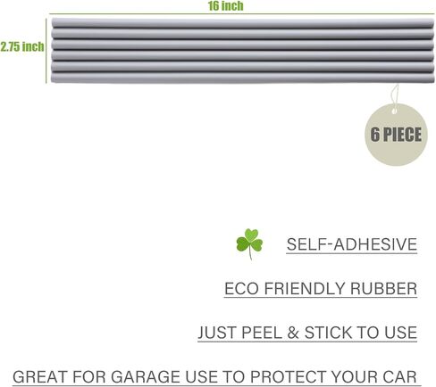 Garage Wall Protector Strip Car Door Protector, Self-Adhesive Rubber Garage Wall Guards for Car SUV Doors, Waterproof Wall Bumper Guards for Cars - 2.75x16 Inches 6 Packs - White in Saudi Arabia