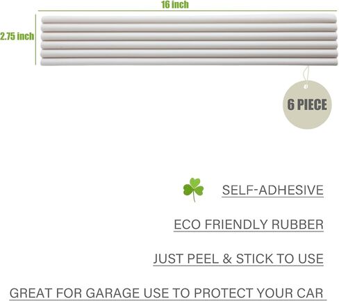 Garage Wall Protector Strip Car Door Protector, Self-Adhesive Rubber Garage Wall Guards for Car SUV Doors, Waterproof Wall Bumper Guards for Cars - 2.75x16 Inches 6 Packs - White in Saudi Arabia