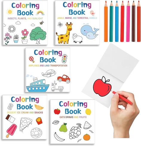 Sinload 5 Pcs Mini Coloring Book with 12 Colored Pencils Pocket Size Small Activity Books Bulk for Adult Coworkers Gifts School Home Classroom Travel Art Craft Party Favors in Saudi Arabia