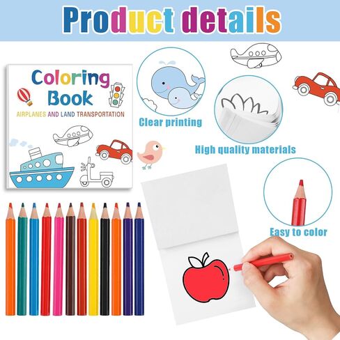 Sinload 5 Pcs Mini Coloring Book with 12 Colored Pencils Pocket Size Small Activity Books Bulk for Adult Coworkers Gifts School Home Classroom Travel Art Craft Party Favors in Saudi Arabia