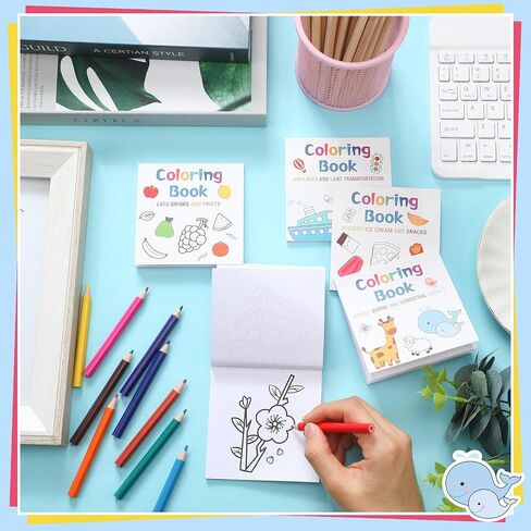 Sinload 5 Pcs Mini Coloring Book with 12 Colored Pencils Pocket Size Small Activity Books Bulk for Adult Coworkers Gifts School Home Classroom Travel Art Craft Party Favors in Saudi Arabia