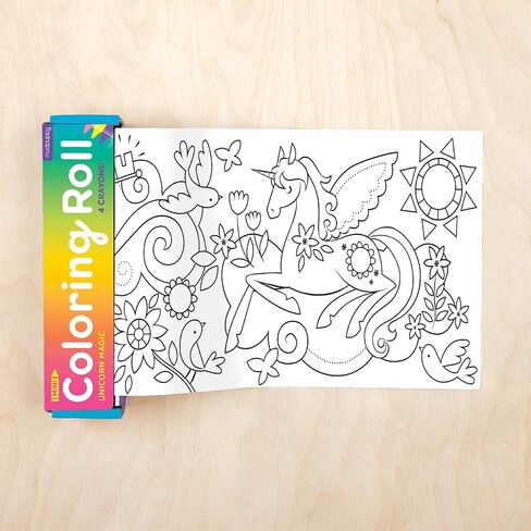 Mudpuppy Magic Mini Coloring Roll – Continuous Coloring Paper Roll Measuring 5.5" x 30" – 4 Crayons Included, Perfect Travel Activity for Kids Ages 3 to 12, Multicolor in Saudi Arabia