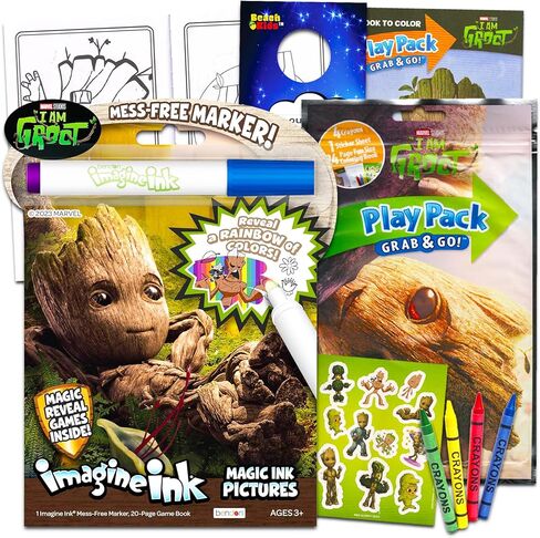 Groot Coloring Books for Kids Ages 4-8 - Bundle with Guardians of The Galaxy Mess-Free Imagine Ink Coloring Book Plus I am Groot Play Pack with Coloring Pages, Stickers, More | Groot Activity Set in Saudi Arabia
