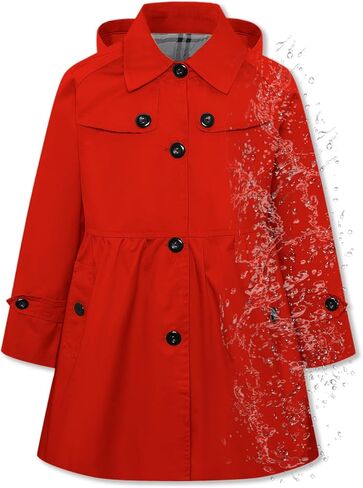 Betusline Girls Rain Jackets Lightweight Waterproof Hooded Trench Coat Windbreakers for Kids,2-14 Years in Saudi Arabia