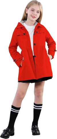 Betusline Girls Rain Jackets Lightweight Waterproof Hooded Trench Coat Windbreakers for Kids,2-14 Years in Saudi Arabia