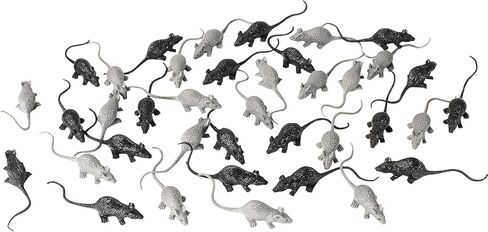 Exasinine 40 Pcs Mini Simulated Mouse Model Realistic Terror Plastic Mouse Figurines Small Fake Mouse for Halloween, Joke, Prank, Novelty Gifts in Kuwait