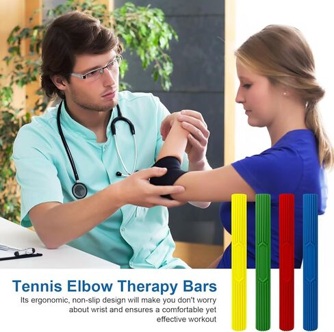 4Pack Resistance Bar for Physical Therapy, Tennis Elbow Therapy Bar, Flexible Elbow Therapy Bars, Relieve Tendonitis Pain and Improve Grip Strength for Injury Recovery in Kuwait