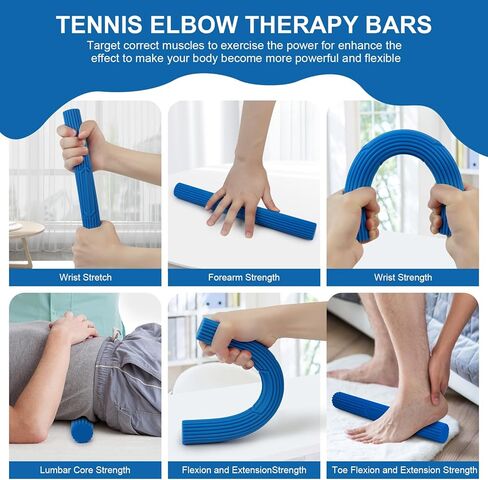 4Pack Resistance Bar for Physical Therapy, Tennis Elbow Therapy Bar, Flexible Elbow Therapy Bars, Relieve Tendonitis Pain and Improve Grip Strength for Injury Recovery in Kuwait