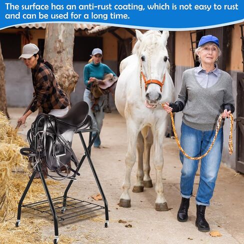 2 Pcs Rolling Saddle Rack Stand Portable Folding Saddle Rack with Wheels Rolling Horse Saddle Stand Freestanding Saddle Holder Horse Tack Storage Rack for Horse Supplies Accessories Equipment in Saudi Arabia