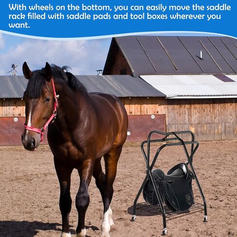 2 Pcs Rolling Saddle Rack Stand Portable Folding Saddle Rack with Wheels Rolling Horse Saddle Stand Freestanding Saddle Holder Horse Tack Storage Rack for Horse Supplies Accessories Equipment in Saudi Arabia