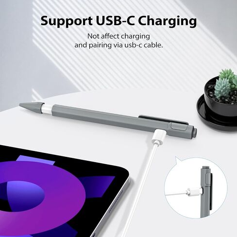 TiMOVO Holder Case Compatible with Apple Pencil (USB-C), TPE Protective iPad Pencil Cover Skin Sleeve with 2 Pen Caps, Supports Magnetic Attachment, Light Pink in Saudi Arabia