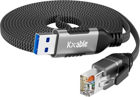 Flat USB C to Ethernet Cable 4 FT, Snagless RJ45 to USB Type-C Cord, Directly Connected, Gigabit LAN Network, OFC, for MacBook Pro, iPad Pro, iPhone 15, Galaxy, Laptop, Super Thin, OD: 0.8in x 0.25in in Kuwait