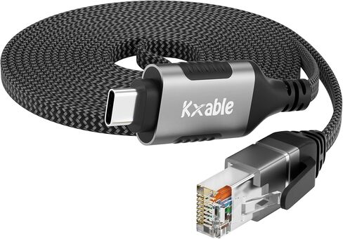 كابل USB مسطح إلى إيثرنت بطول 20 قدمًا، سلك رفيع USB 3.0 A إلى RJ45، متصل مباشرة، ألومنيوم، مضفر، OFC، كابل شبكة USB إلى RJ45 Gigabit LAN لأجهزة الكمبيوتر المحمول والكمبيوتر الشخصي والمحول والمزيد، OD: 0.8 بوصة × 0.25 بوصة in Kuwait