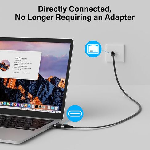 كابل USB مسطح إلى إيثرنت بطول 20 قدمًا، سلك رفيع USB 3.0 A إلى RJ45، متصل مباشرة، ألومنيوم، مضفر، OFC، كابل شبكة USB إلى RJ45 Gigabit LAN لأجهزة الكمبيوتر المحمول والكمبيوتر الشخصي والمحول والمزيد، OD: 0.8 بوصة × 0.25 بوصة in Kuwait