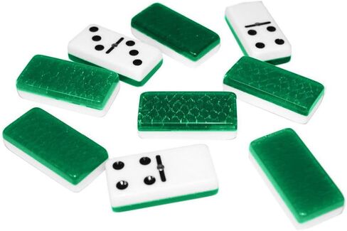 Bene Casa - Green Double Nine High Gloss Dominoes Set - Includes 55 Dominoes - Comes in a Natural Wooden Storage Box with Walnut Finish in Saudi Arabia