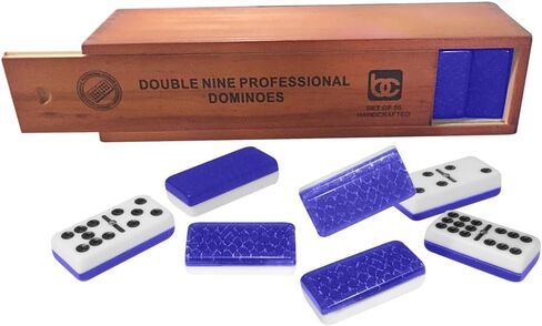 Bene Casa - Green Double Nine High Gloss Dominoes Set - Includes 55 Dominoes - Comes in a Natural Wooden Storage Box with Walnut Finish in Saudi Arabia