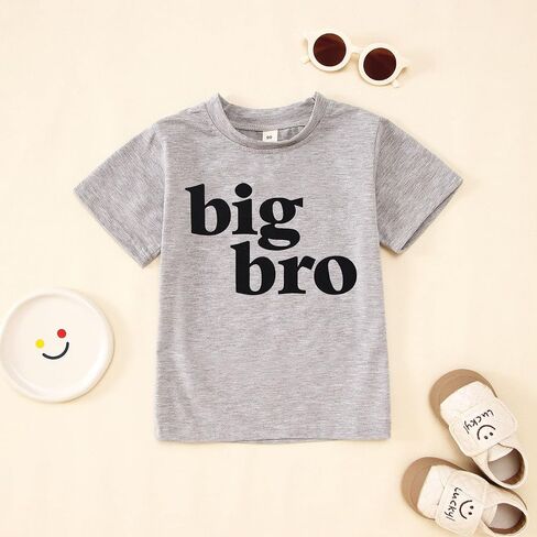 قميص Big Brother للأطفال الصغار، تم ترقيته إلى إعلان Big Bro، تي شيرت للأطفال صيفي بأكمام قصيرة، تي شيرت علوي in Kuwait