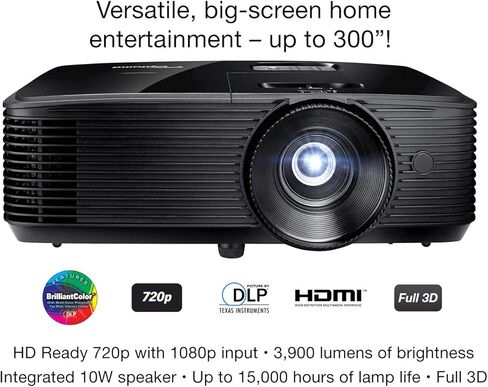 جهاز عرض الأفلام المنزلي والخارجي Optoma H190X بسعر معقول | دعم HD جاهز 720p + 1080p | متوافق مع 3D | مكبر صوت مدمج in Kuwait