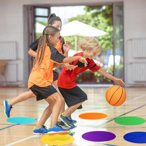 91 قطعة من علامات البقع البلاستيكية مقاس 9 بوصة مع حقيبة علامات نقاط بولي غير قابلة للانزلاق لأرضيات صالة الألعاب الرياضية وكرة السلة وكرة القدم وكرة القدم الرياضية وتدريبات السرعة والرقص في صالة الألعاب الرياضية، 9 ألوان in Kuwait