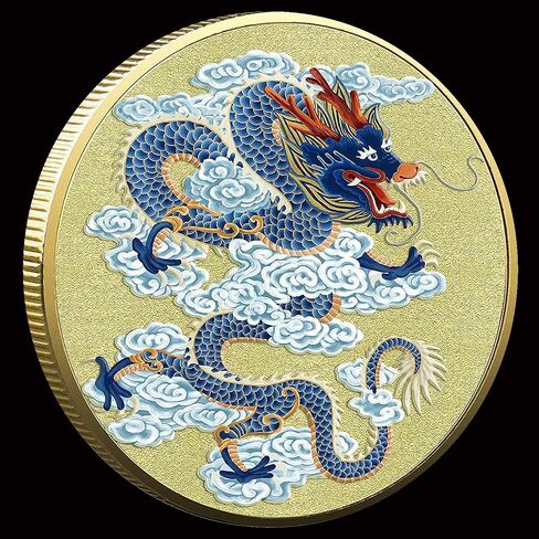 عملة التنين الأزرق المقدس الصينية المحظوظة - جذب الحظ الجيد والازدهار - أداة خدش تذكرة اليانصيب in Kuwait