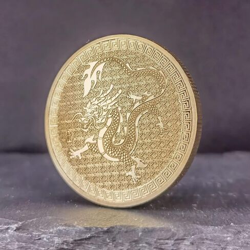 عملة التنين الأزرق المقدس الصينية المحظوظة - جذب الحظ الجيد والازدهار - أداة خدش تذكرة اليانصيب in Kuwait