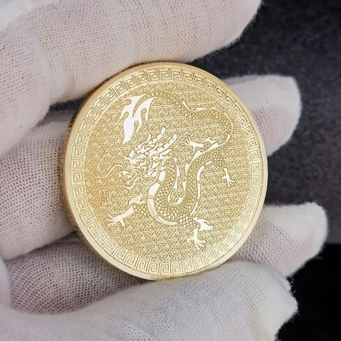 عملة التنين الأزرق المقدس الصينية المحظوظة - جذب الحظ الجيد والازدهار - أداة خدش تذكرة اليانصيب in Kuwait