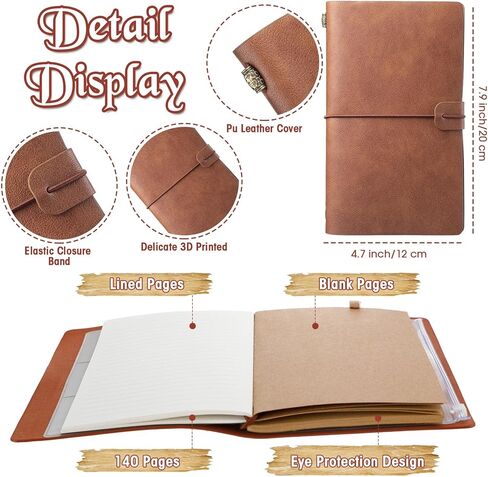 10 Pieces PU Leather Journal Bulk Vintage Travel Notebook Multicolor Refillable Journal Diary Planner with Blank and Lined Paper Card and Phone Slot Writing Journal for Men Women, 7.9 x 4.7 Inches in Saudi Arabia