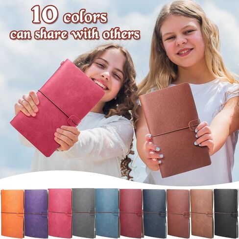 10 Pieces PU Leather Journal Bulk Vintage Travel Notebook Multicolor Refillable Journal Diary Planner with Blank and Lined Paper Card and Phone Slot Writing Journal for Men Women, 7.9 x 4.7 Inches in Saudi Arabia